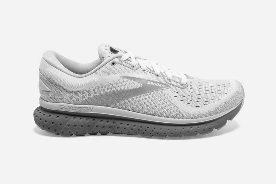 Brooks Running Shoes - Glycerin 18 Road Womens - White/Grey - CNZ-274895